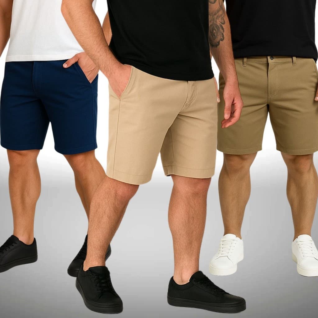 Kit 3 Bermudas Sarja Masculina Brim Reta 36 ao 46 Várias Cores