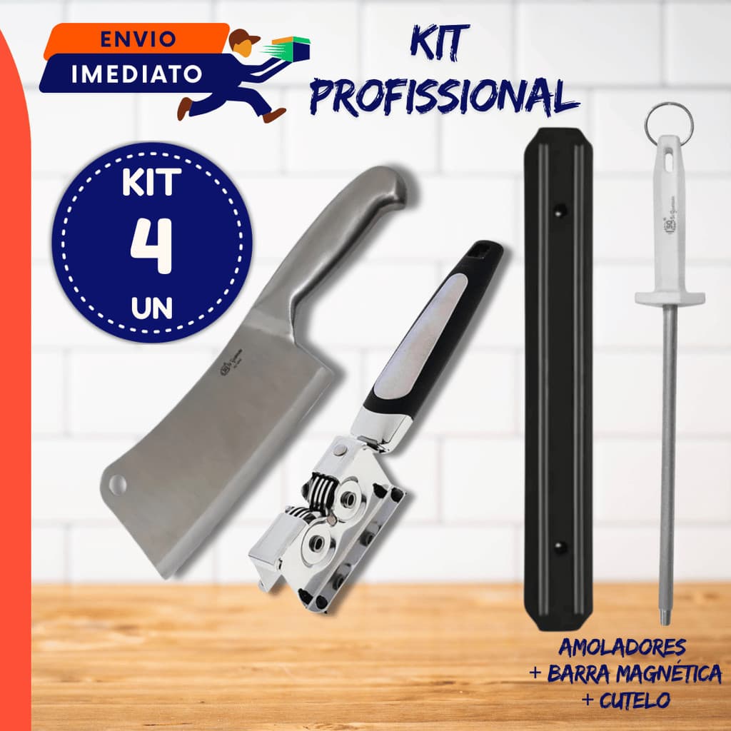 kit 2, 3 ou 4 un Cutelo Chaira Amolador Aço Inox Profissional Imã Acougue Cortar Amolar Afiar