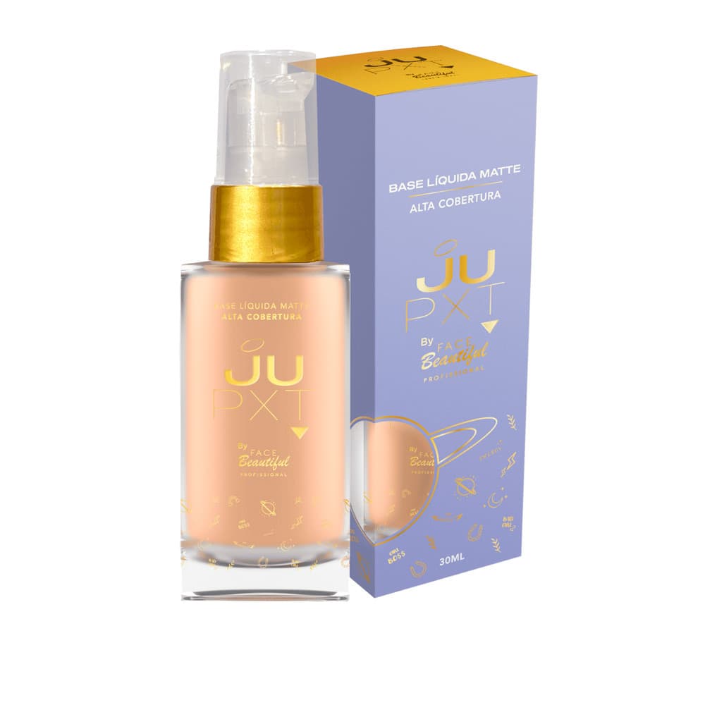 Base Liquida Matte Alta Cobertura JUPXT 30 ml de Vidro Face Beautiful Nova Embalagem