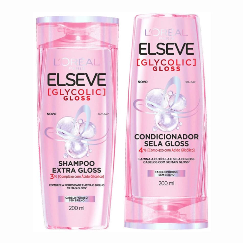 KIT ELSEVE GLYCOLIC GLOSS SHAMPOO + CONDICIONADOR 200ML