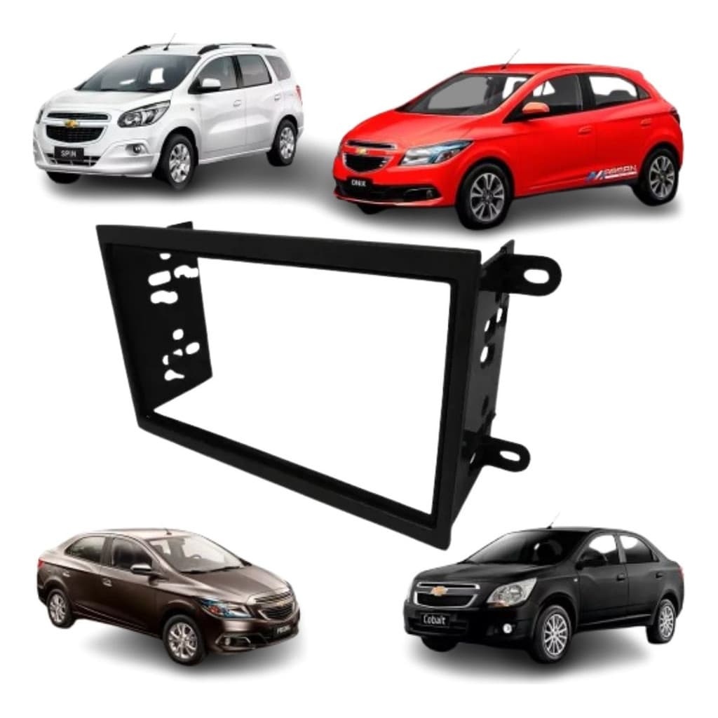 Moldura Painel 2 Din Dvd Mp5 Multimidia Onix Cobalt Spin Prisma