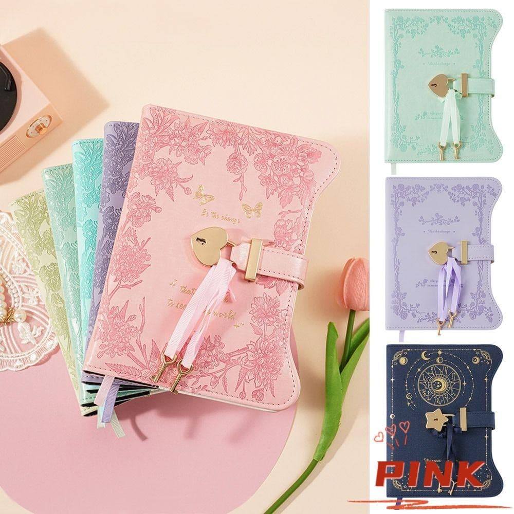 Caderno PINK1 , Tamanho B6 Com Chaves De Bloqueio De Amor , De Diário , Couro PU Fofo 360 Páginas , Material De Escritór