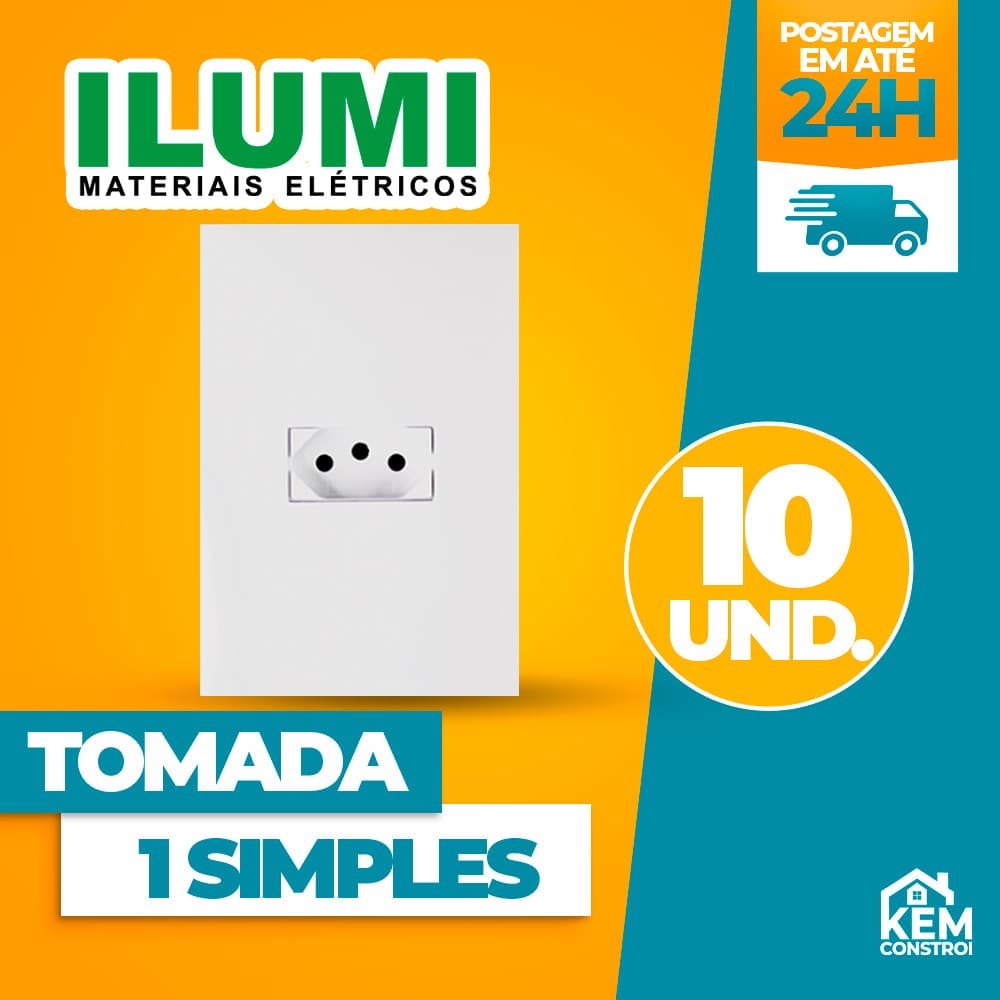 Tomada Simples Horizontal 20A Conjunto 4x2 Linha I9 Ilumi