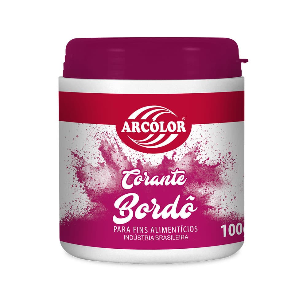 Corante Alimenticio Em Pó Arcolor 100g Cor Vermelho Bordo