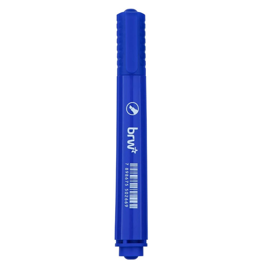 PINCEL ATÔMICO MARCADOR PERMANENTE RECARREGAVEL MULTIUSO PONTA CHANFRADA COR AZUL BRW
