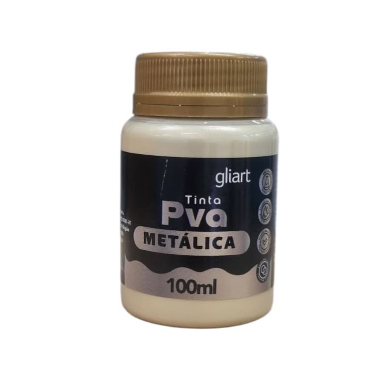 Tinta Pva Metalica 100ml Gliart Cor Champagne