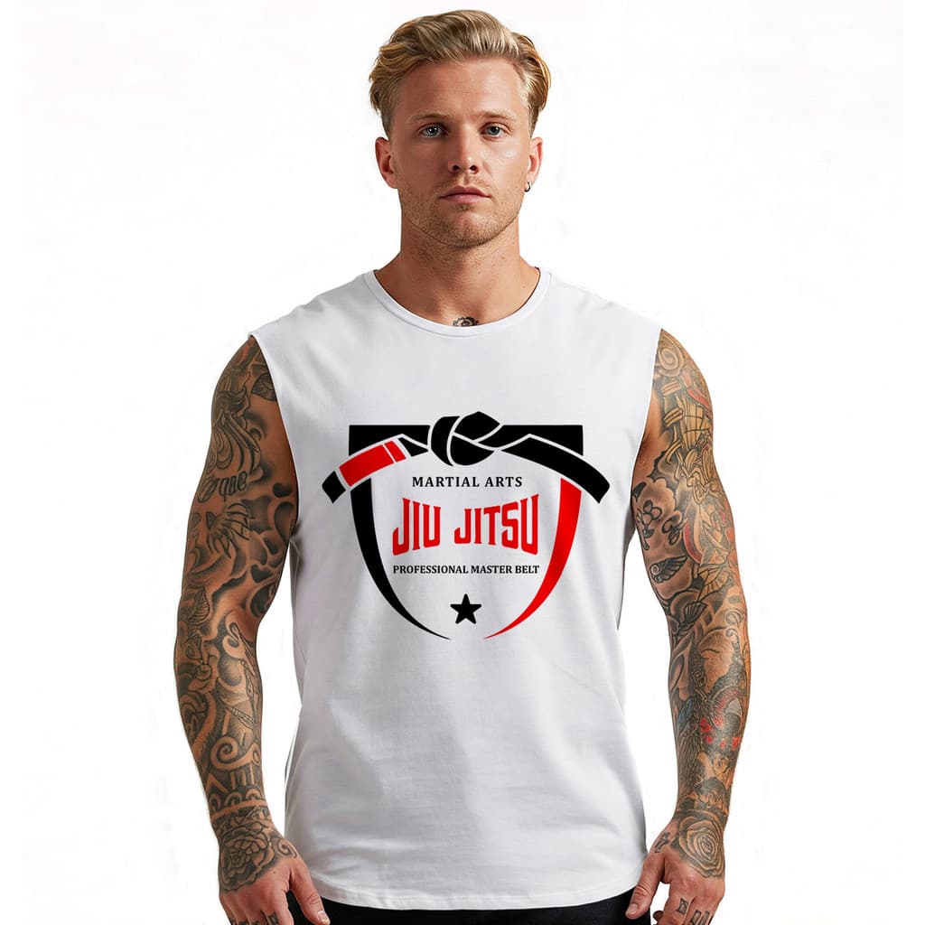 Camiseta Regata Masculina Jiu-Jítsu Lutador MMA Artes Marciais Moda T-shirt Blusas Camisas