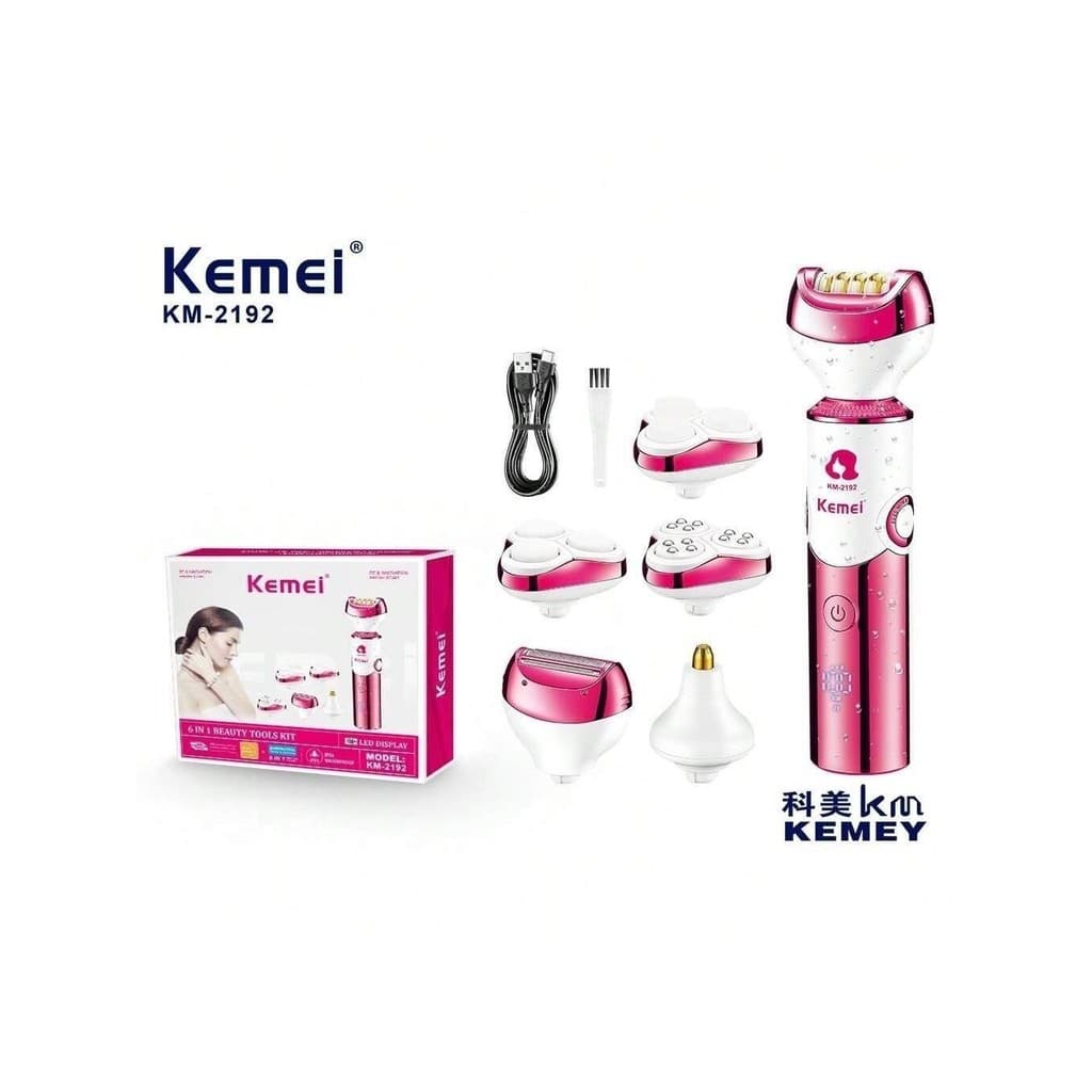 Aparelho Depilador Feminino Recarregável Aparador De Pêlos Multifuncional Facial Corporal 6 em 1 Kemei KM-2192