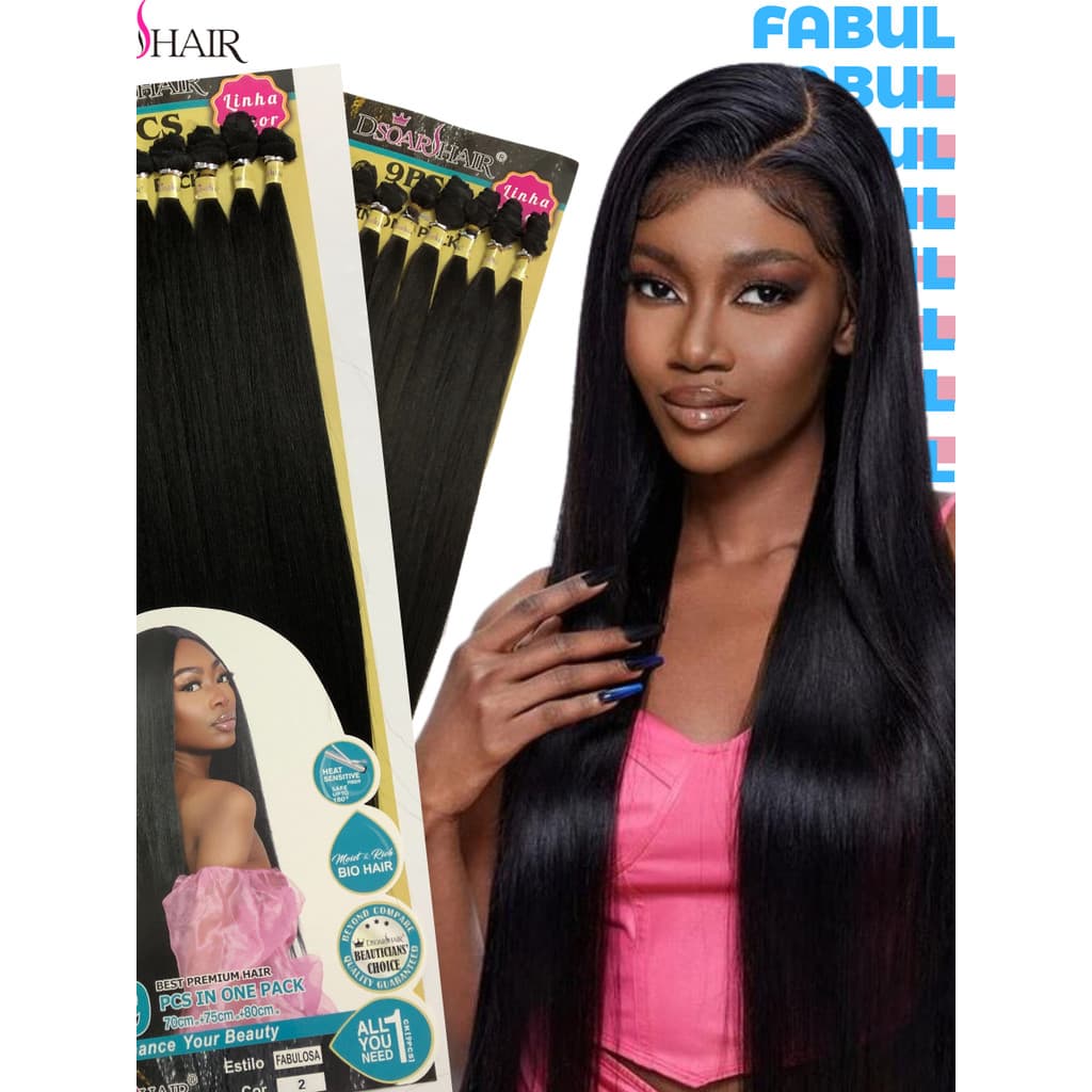 Cabelo Bio Fibra Liso Fabulosa DsoarHair  75-80cm ±300g 9pcs