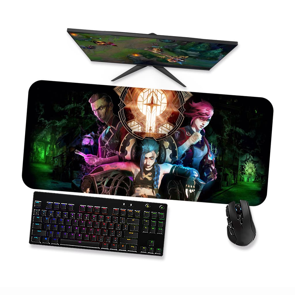 Mouse Pad Gamer Grande  LoL Arcane Jinx VI e Silco 1  LoL  90x40 80x40 60x40 70x30 45x40