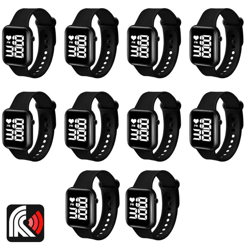 Kit Com 5/10/15/20/PRETO Relógio Led Digital Quadrado Feminino Revenda Atacado Digital Aprova Agua Led