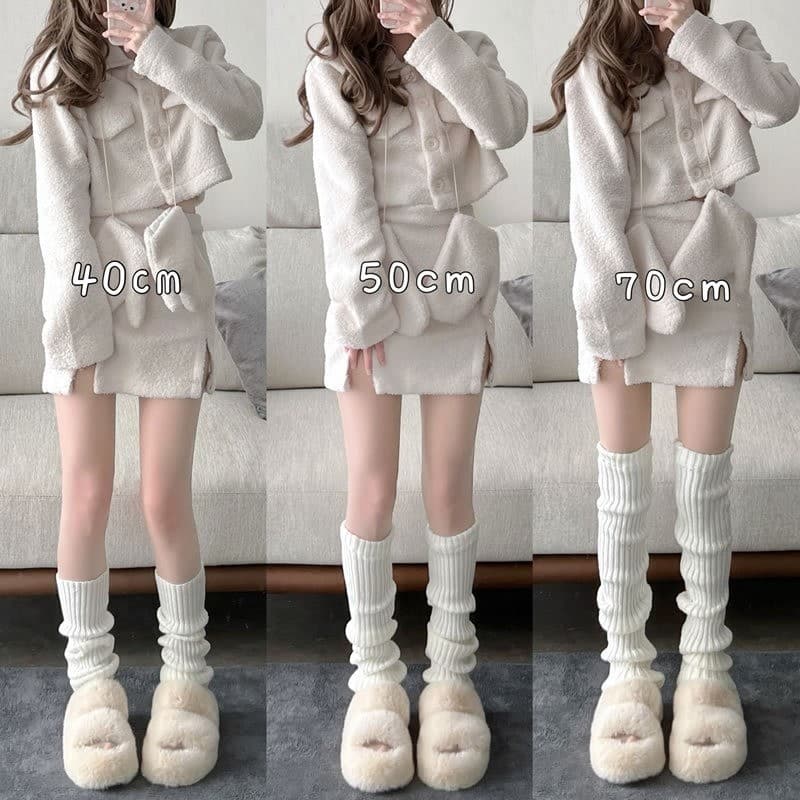 Lolita Meias Empilhadas De Malha Japonesa Estendida JK Perna Tipo Capa De Branco Quente Outono/Inverno Feminino