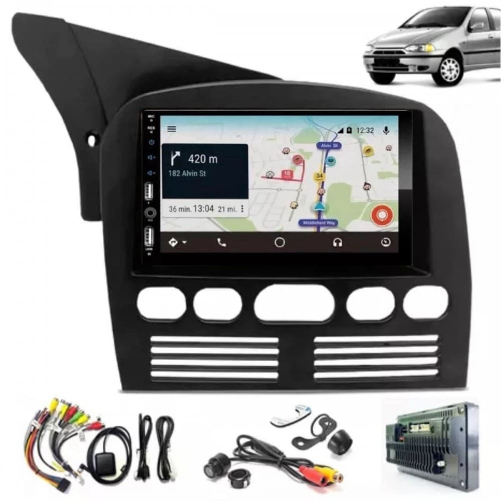 Central Multimídia Carplay Android Fiat Palio G1 Moldura + Câmera