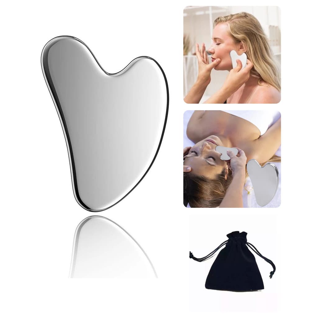pedra Gua Sha Inox Anti Idade Skincare Drenagem Facial E Muscular