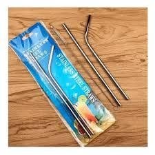 Kit Canudos Inox Reutilizável Com 3 Canudos + Limpador
