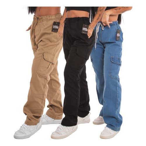 Kit 5 Calças Cargo Feminina