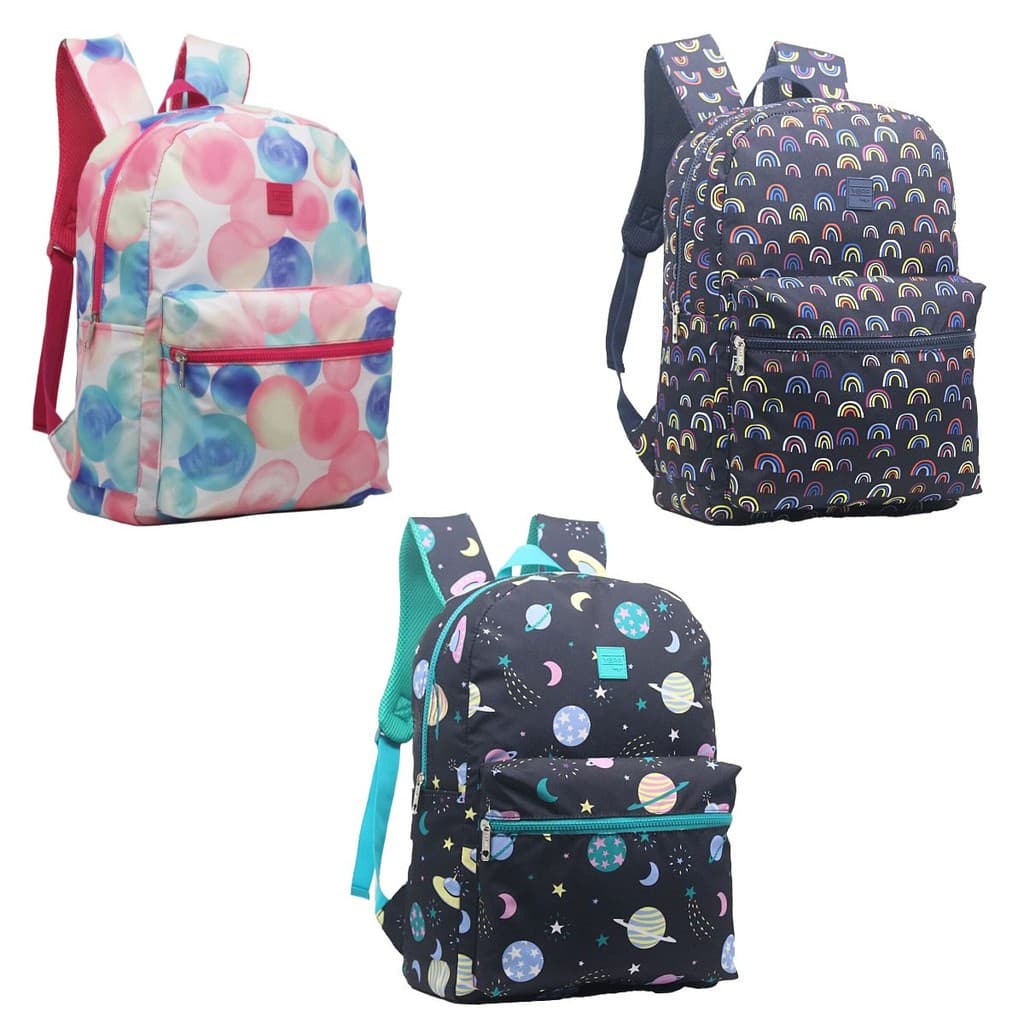 Mochila Escolar Juvenil Colegial Fundamental Estampada Bolso Frontal Grande Passeio Menina Feminina