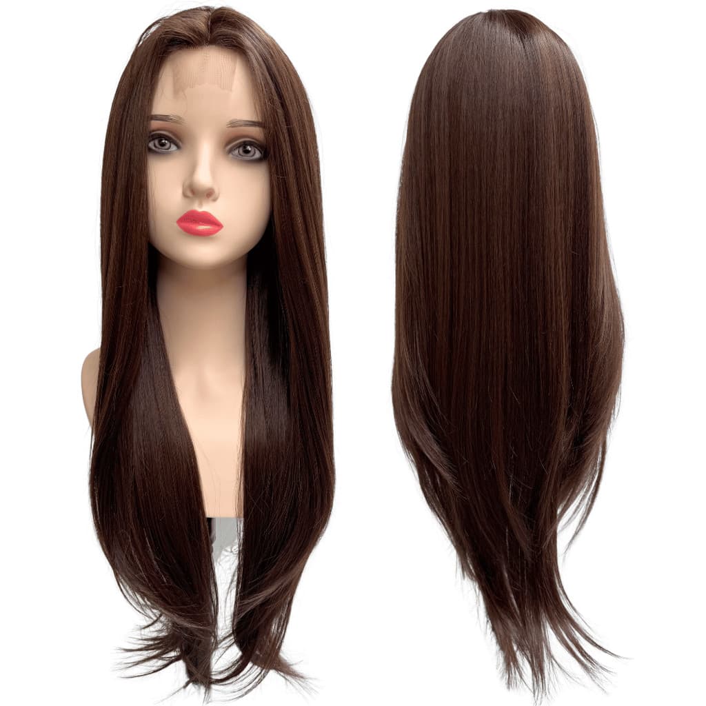 Peruca castanho claro lisa repartição ao meio lace wig 12/4A
