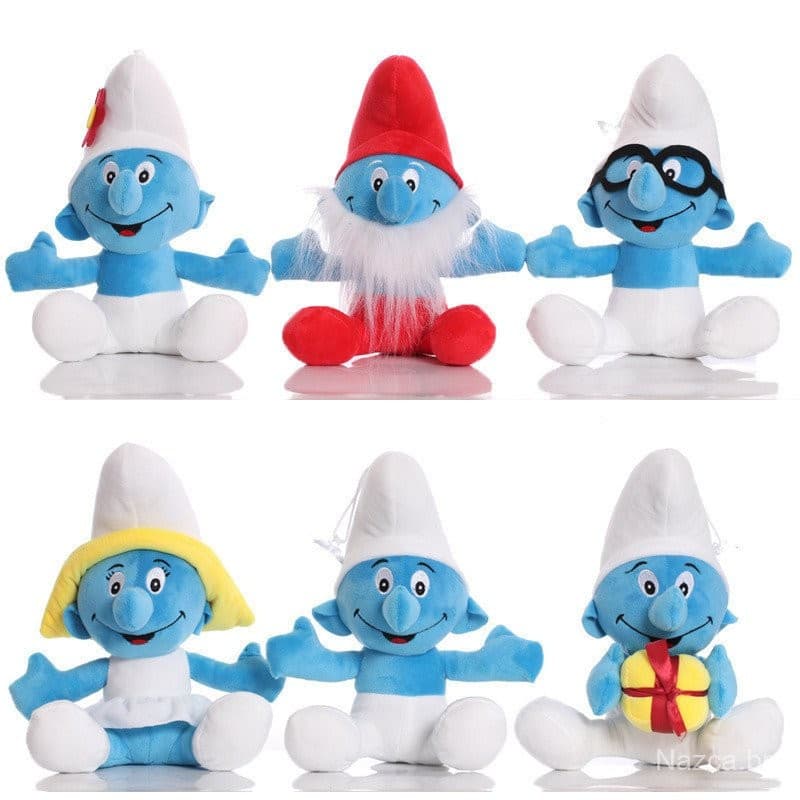 Personagens de anime Smurfs, brinquedo de pelúcia 23cm, elfo azul, presente do dia das crianças