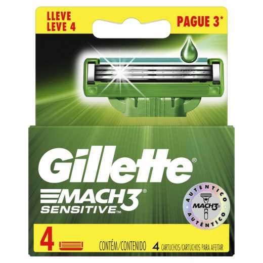 Carga Gillette Mach 3 Sensitive Leve 4 Pague 3