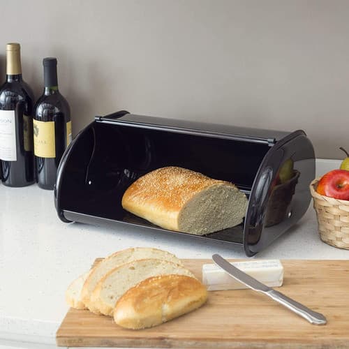Porta Pão Black Armazenamento Pães Bolos Cozinha Padaria
