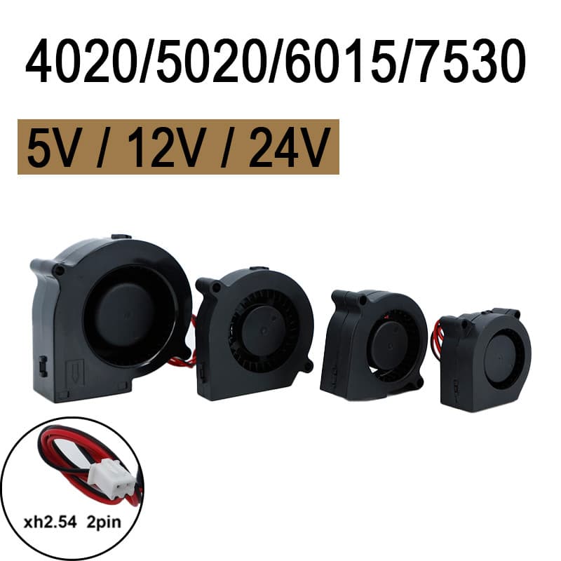 DC 5V 12V 24V 2Pin 4020 5015 6015 7530 Ventilador Turbo De Resfriamento Sem Escova 4cm 5cm 6cm 7cm Para Refrigerador De