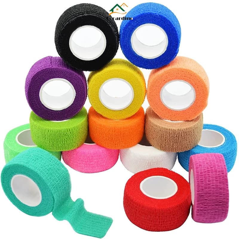 Kit 6Un-5cm Bandagem Elástica Autoadesivas De Compressão De Cor Lisa Não Tecido Com Alça