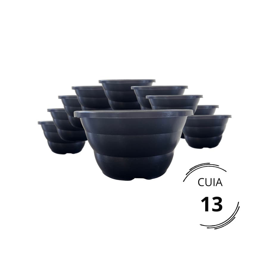 20 Vasos Plástico Cuia 13 Preta Plantas Pendentes Vaso Preto Suculentas Rosa do Deserto