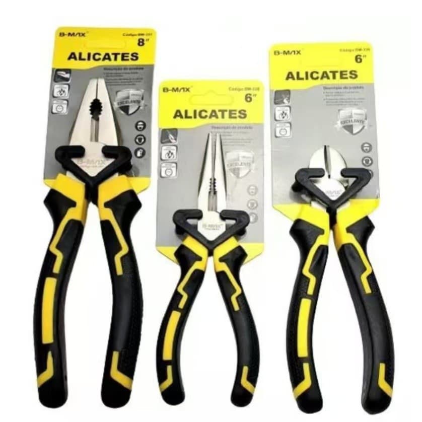 Alicate Universal 8'', Alicate Meia Cana 6", Corte Diagonal 6'' BT-337/338/339