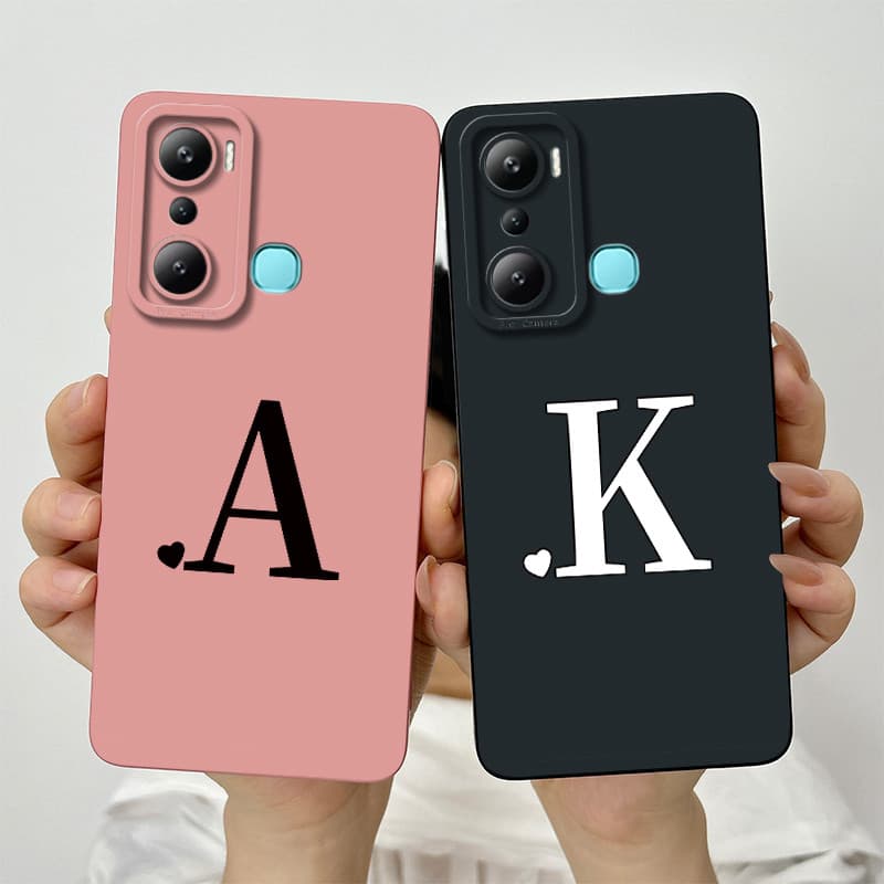 Para Infinix Quente 20i Bonito Letras Iniciais Lente Protetora Caso À Prova De Choque Hot20i 4G X665C X665E Silicone Mac
