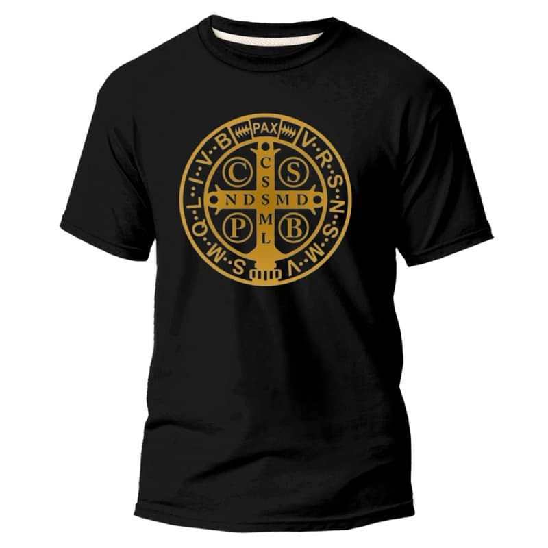 Camiseta Masculina Medalha de São Bento Camisa Unissex Algodão estampada