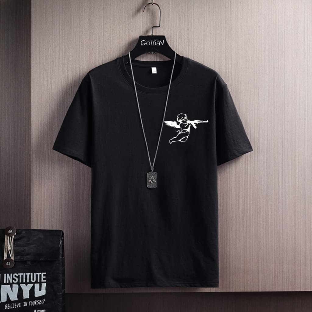 Camiseta Unissex "Angel" Minimalista Malha premium Old School Anjo AK47