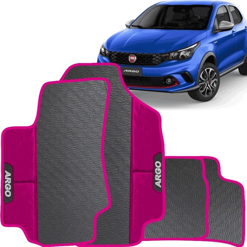 LINDO JOGO TAPETE  AUTOMOTIVO ROSA  ARGO 2017 A 2022   EMBORRACHADO PERSONALIZADO