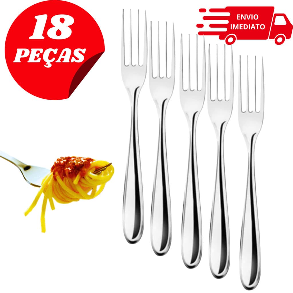 Kit 18 Garfos Inox de Mesa – Aço Inoxidável Resistente | Talheres Ideais para Cozinha e Refeições