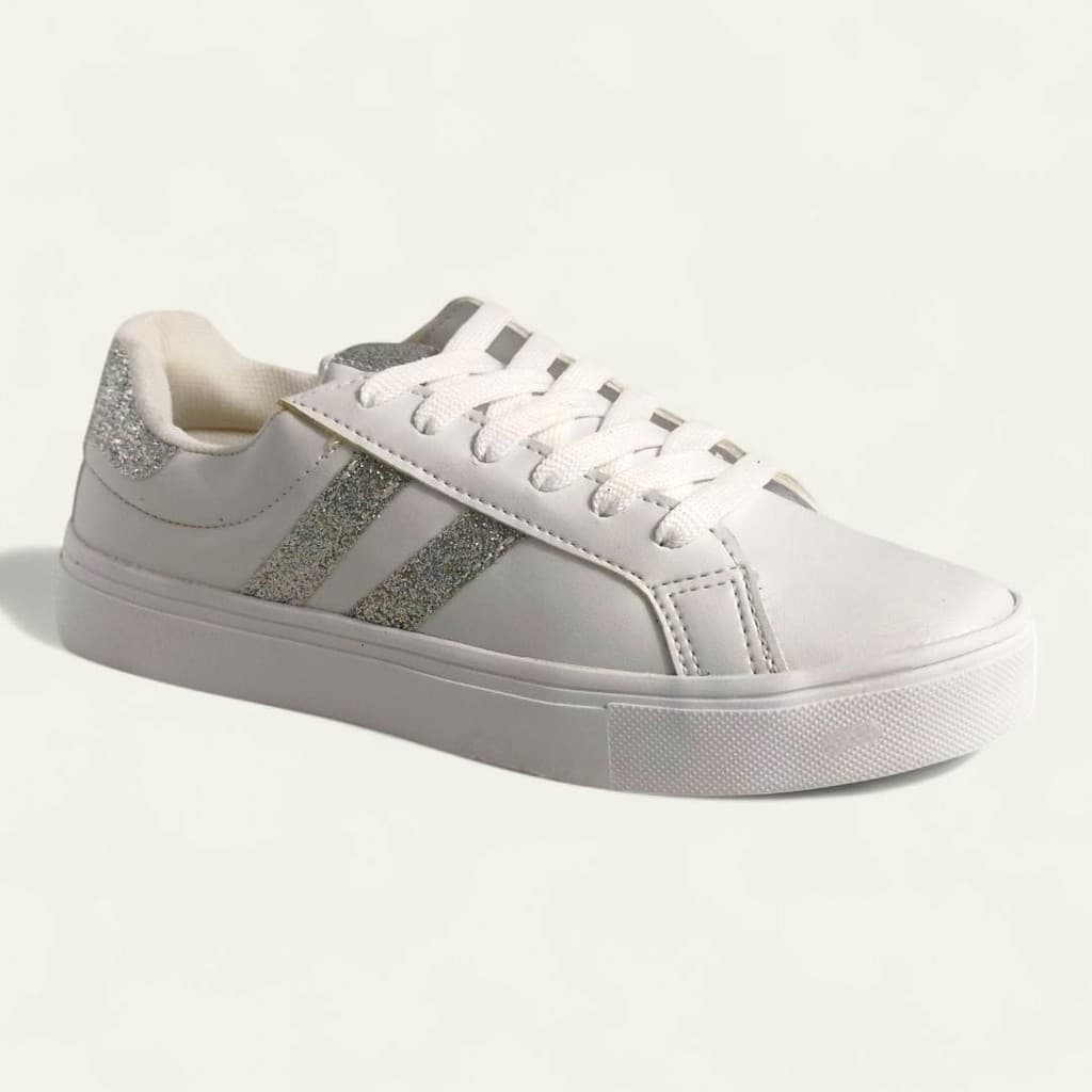 Tênis Feminino Casual Confortável Brilho Glitter Florear