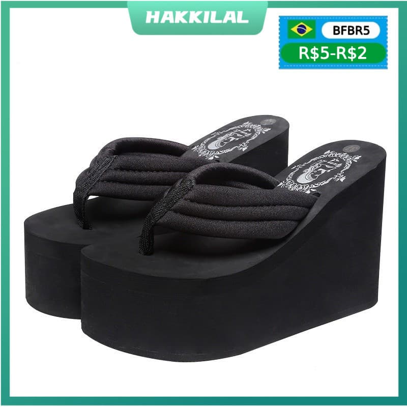 Summer Women Super High 11CM Slippers Plataforma Flip Flops Sapatos De Jardim Exterior Piscina Femininos Praia