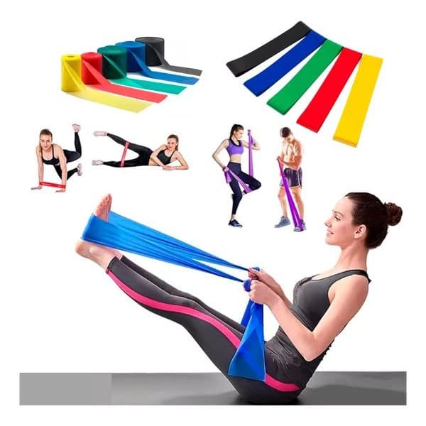 KIt 5 Faixas Elástica Thera Band Exercício Fisioterapia Yoga