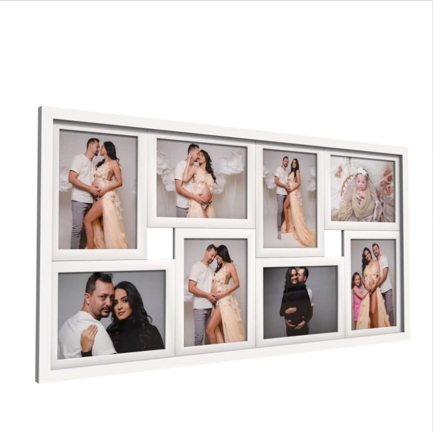 Quadros Decorativos Porta Retrato 8 Fotos Moldura Fotográfica 15x21cm Parede Branco