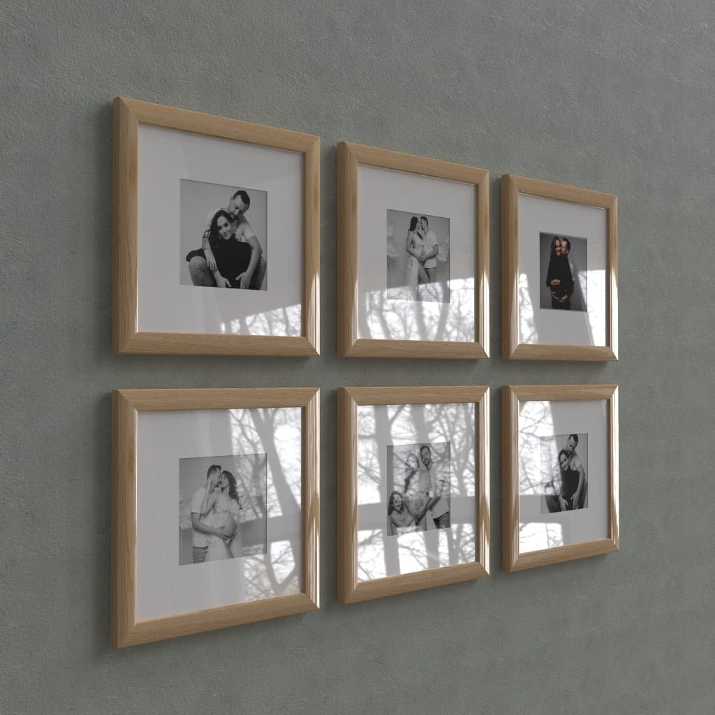 Quadros Decorativo Moldura Fotográfica 20x20 cm Paspatur Moldura Amadeirado 6 Unidades Decoração