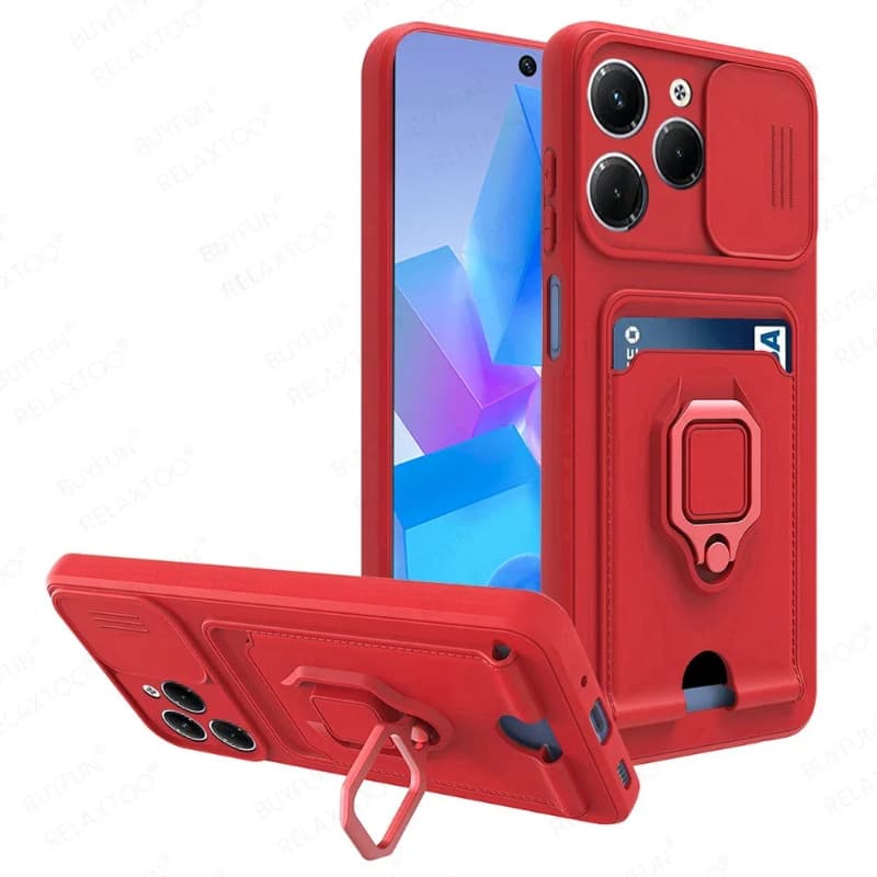 Slot Para Cartão Carteira Stand Holder Slide Camera Cover TPU Phone Case Infinix Hot Smart Note 40 30 8 Pro Plus HD 4G 5
