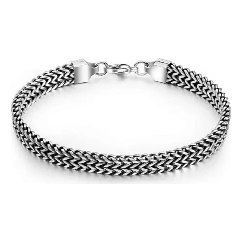 Pulseira Aço Inox Masculina Prateado Grumet Fecho Magnético