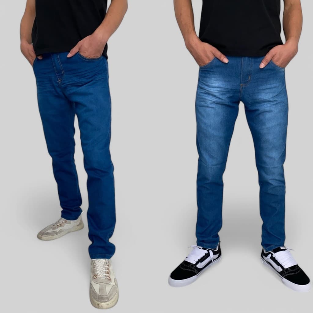 Promoção Exclusiva: Kit 2 Calças Jeans (Slim Fit + Corte Reto) - Entrega Rápida