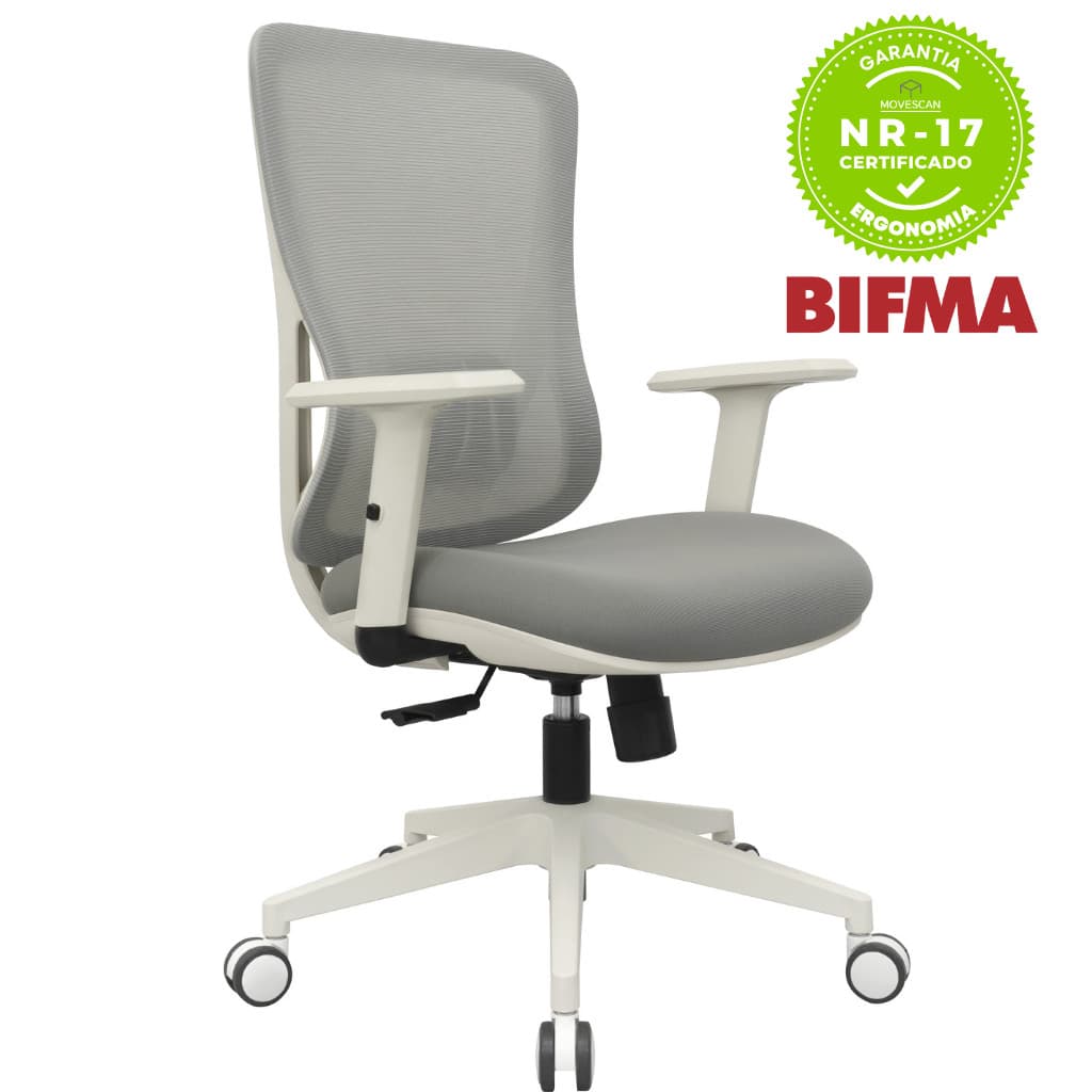 Cadeira Ergonômica de Escritório com NR17 Diretor Sigma Movescan Cinza