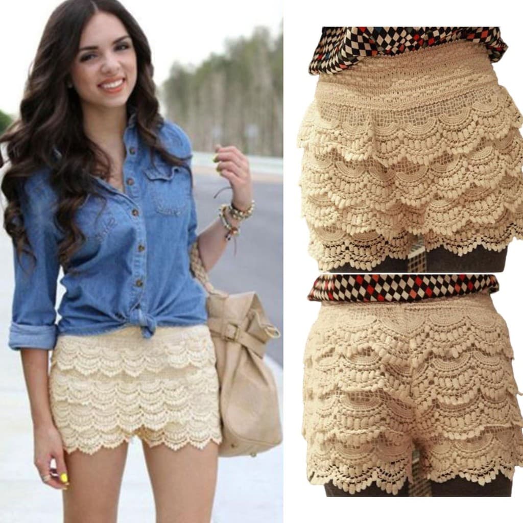 Short Saia Saída de Crochê Rendada Silver Fox