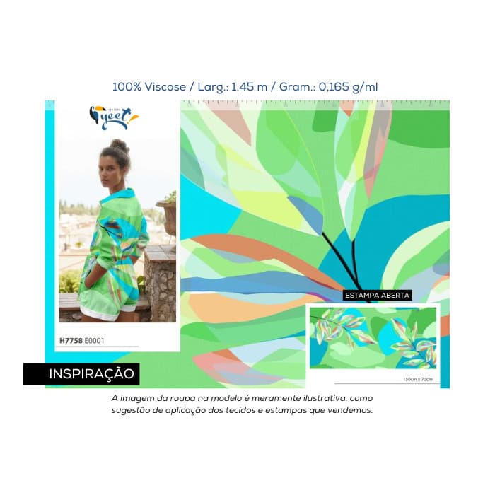Colors - Variante Azul - 100% Viscose - Tecido Estampado Digital