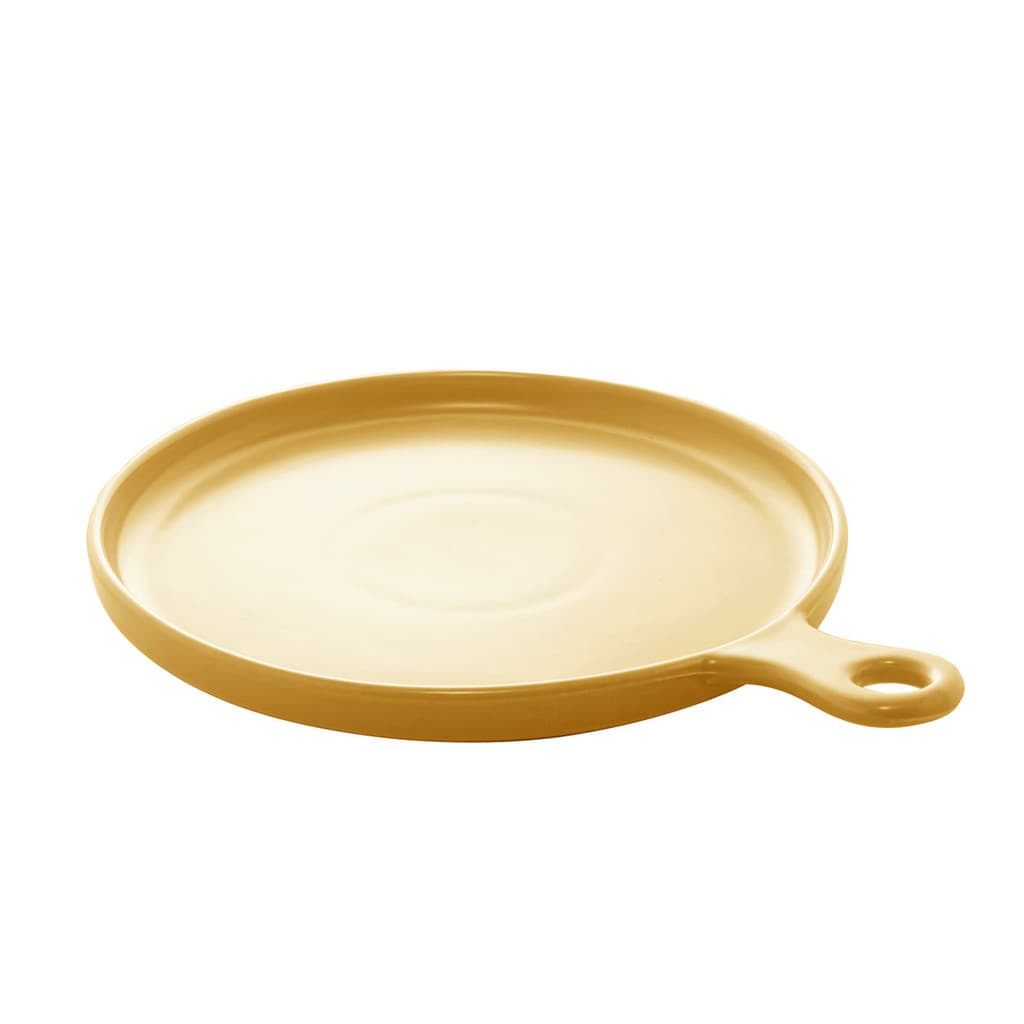 Travessa Porcelana Redonda c/Cabo Nordica Amarelo 26x2.5cm