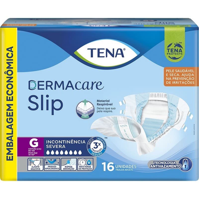 FRALDA GERIÁTRICA TENA DERMACARE SLIP G INCONTINÊNCIA SEVERA
