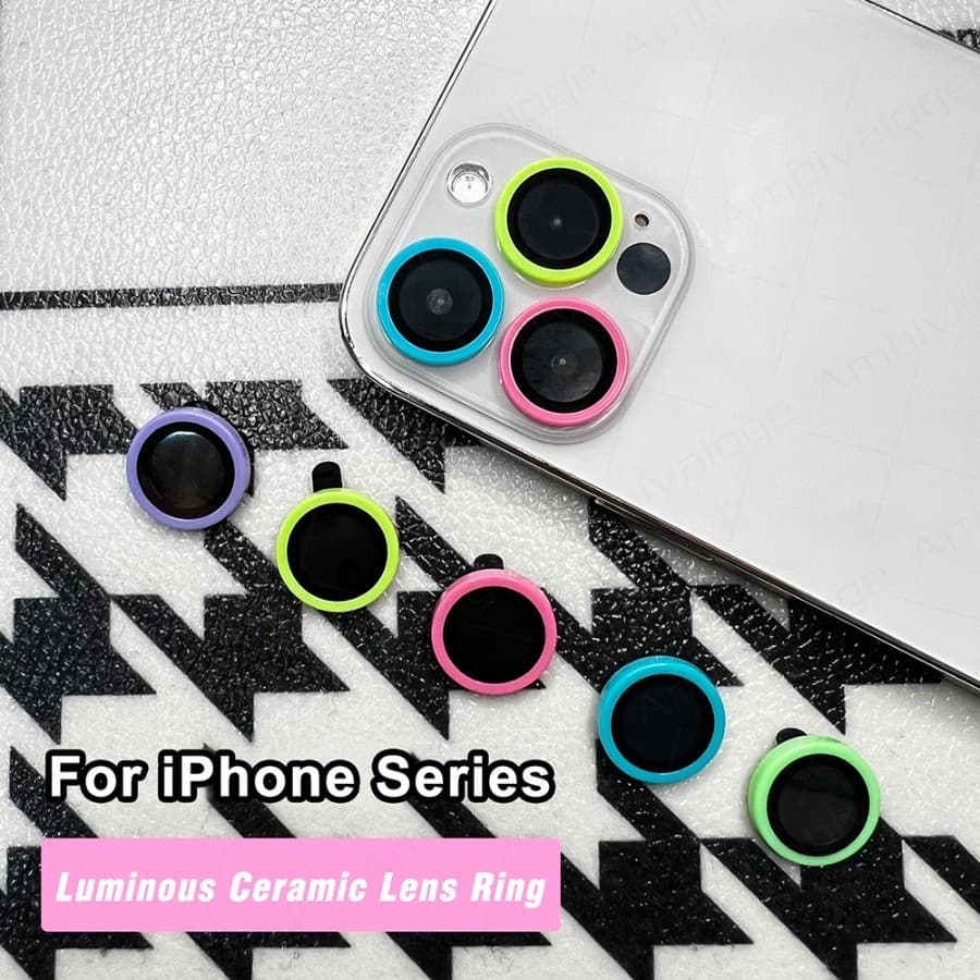 Câmera Luminosa Cerâmica Anel Protetor De Película Protetora Para iPhone 17 16 15 14 13 12 11 Pro Max Luminoso