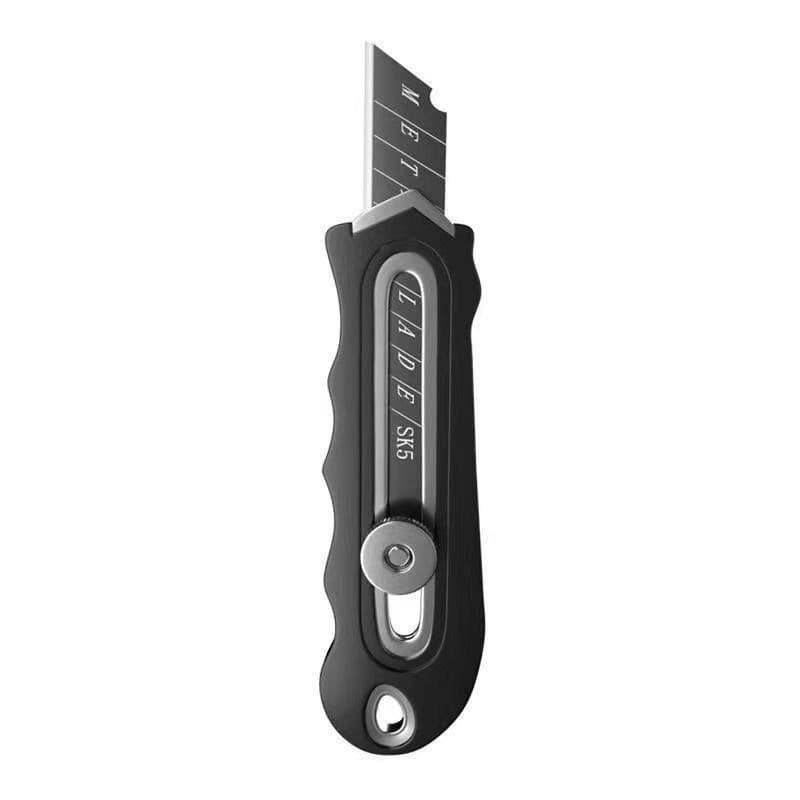 Estilete Profissional em Aço inox revestido Ferramenta Multiuso 18mm largo e 1 lâmina preta Sk5