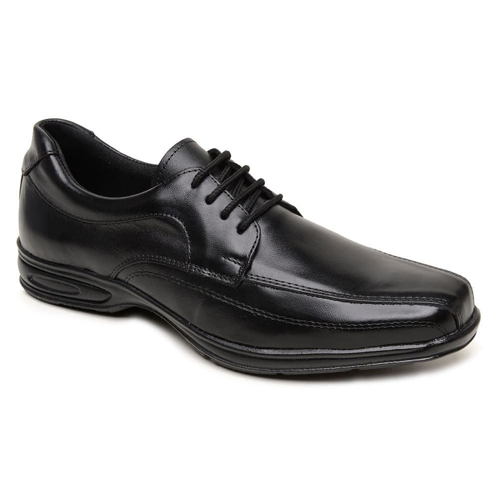 Sapato Masculino Couro Preto Confort Reforçado Casual BR2
